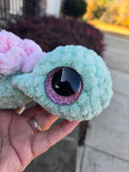 Crochet Sea Turtle Plush with Rose Shell – Amigurumi Ocean Animal Toy