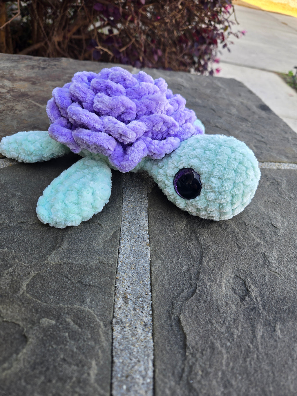 Crochet Sea Turtle Plush with Rose Shell – Amigurumi Ocean Animal Toy