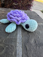 Crochet Sea Turtle Plush with Rose Shell – Amigurumi Ocean Animal Toy
