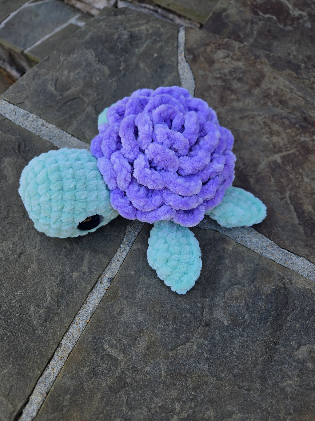 Crochet Sea Turtle Plush with Rose Shell – Amigurumi Ocean Animal Toy