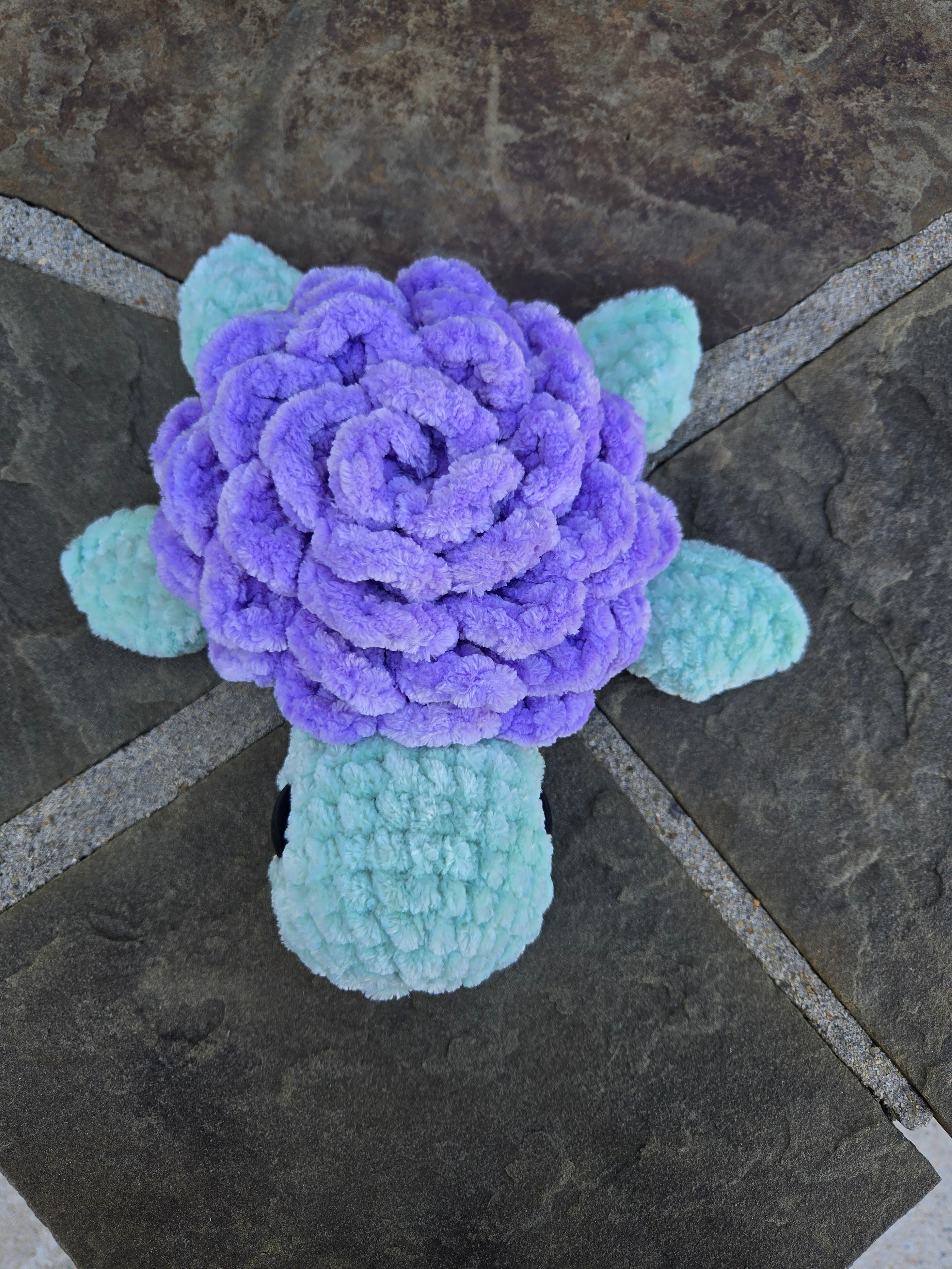 Crochet Sea Turtle Plush with Rose Shell – Amigurumi Ocean Animal Toy