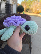 Crochet Sea Turtle Plush with Rose Shell – Amigurumi Ocean Animal Toy