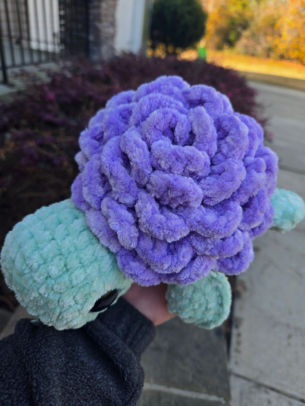Crochet Sea Turtle Plush with Rose Shell – Amigurumi Ocean Animal Toy