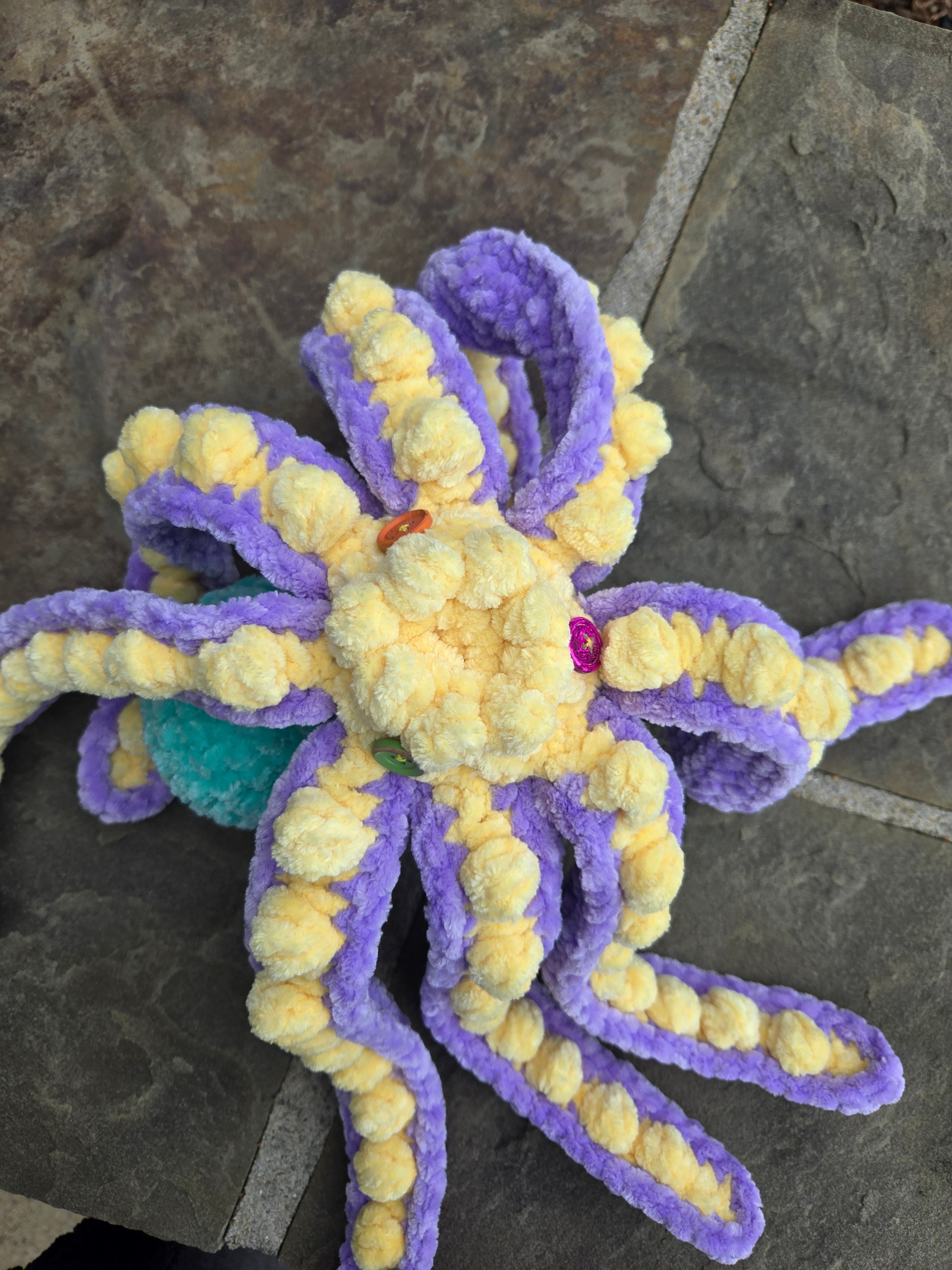 Handmade Large Custom Crochet Octopus - Pick Your Own Colors.