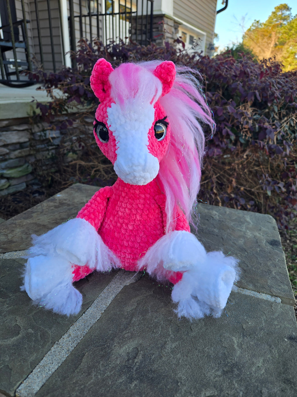 Custom Crochet Horse Plush Handmade Stuffed Animal Choose Colors Sizes Personalized Horse Toy Gift.