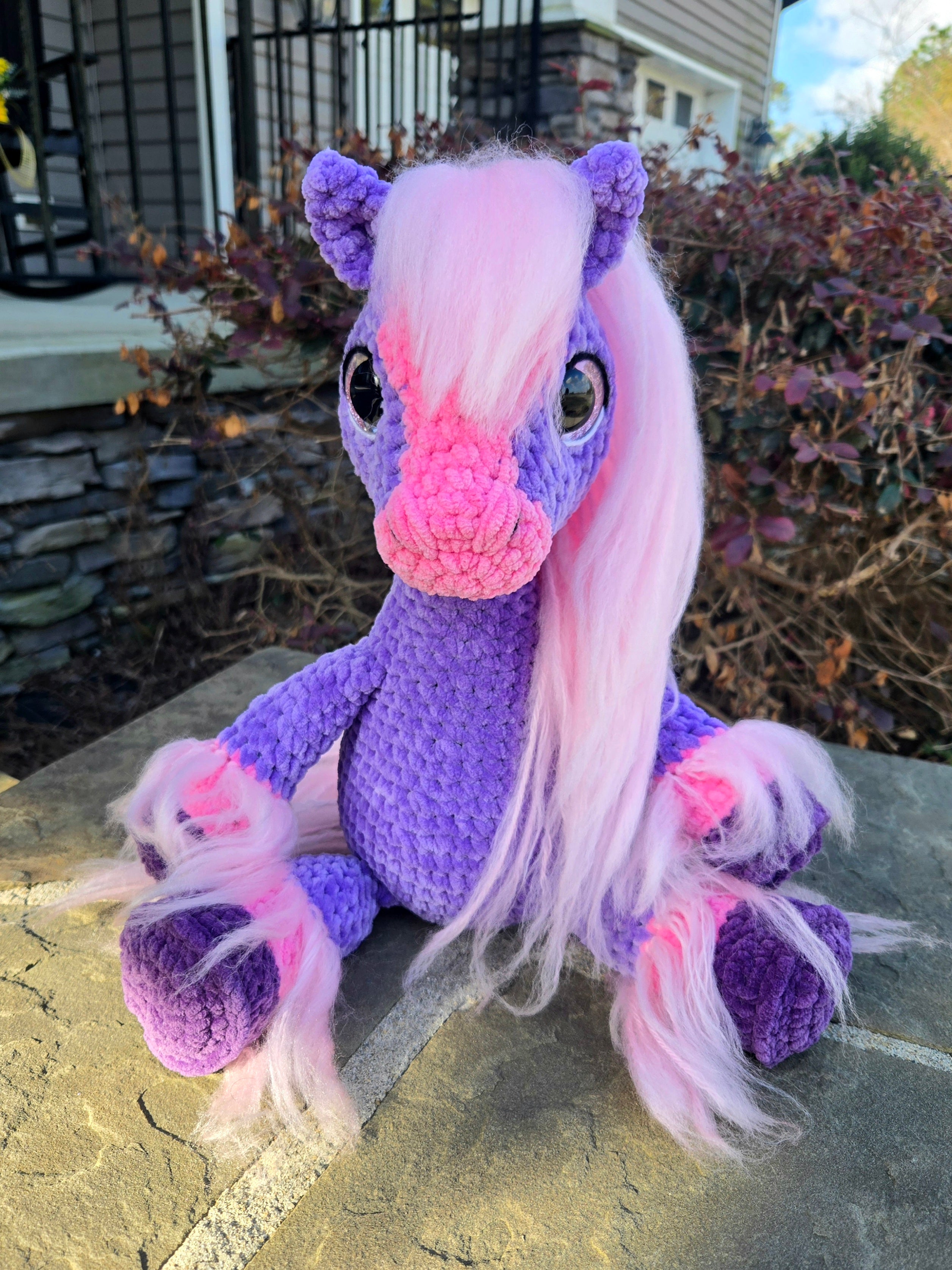 Custom Crochet Horse Plush Handmade Stuffed Animal Choose Colors Sizes Personalized Horse Toy Gift.