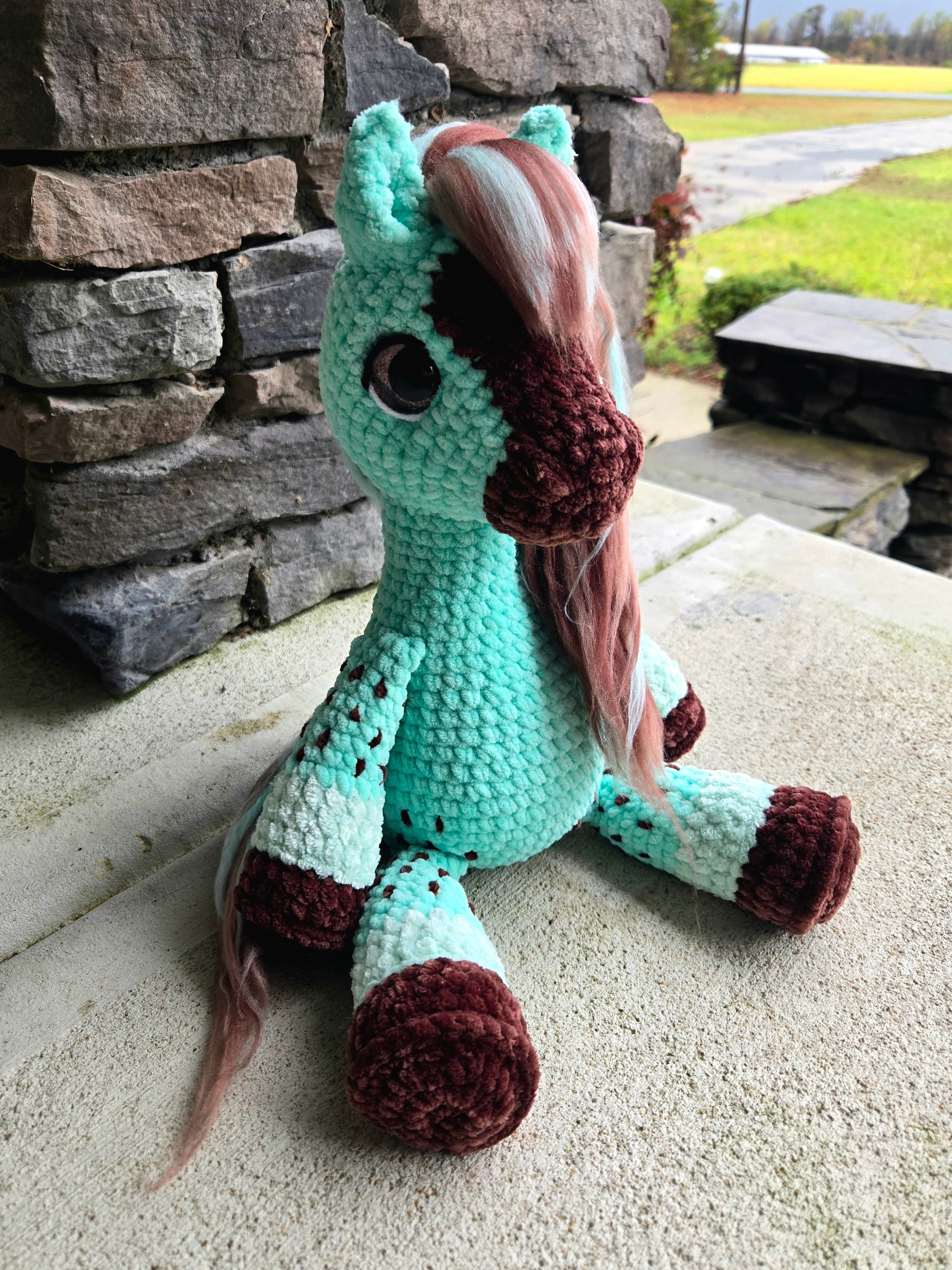 Custom Crochet Horse Plush Handmade Stuffed Animal Choose Colors Sizes Personalized Horse Toy Gift