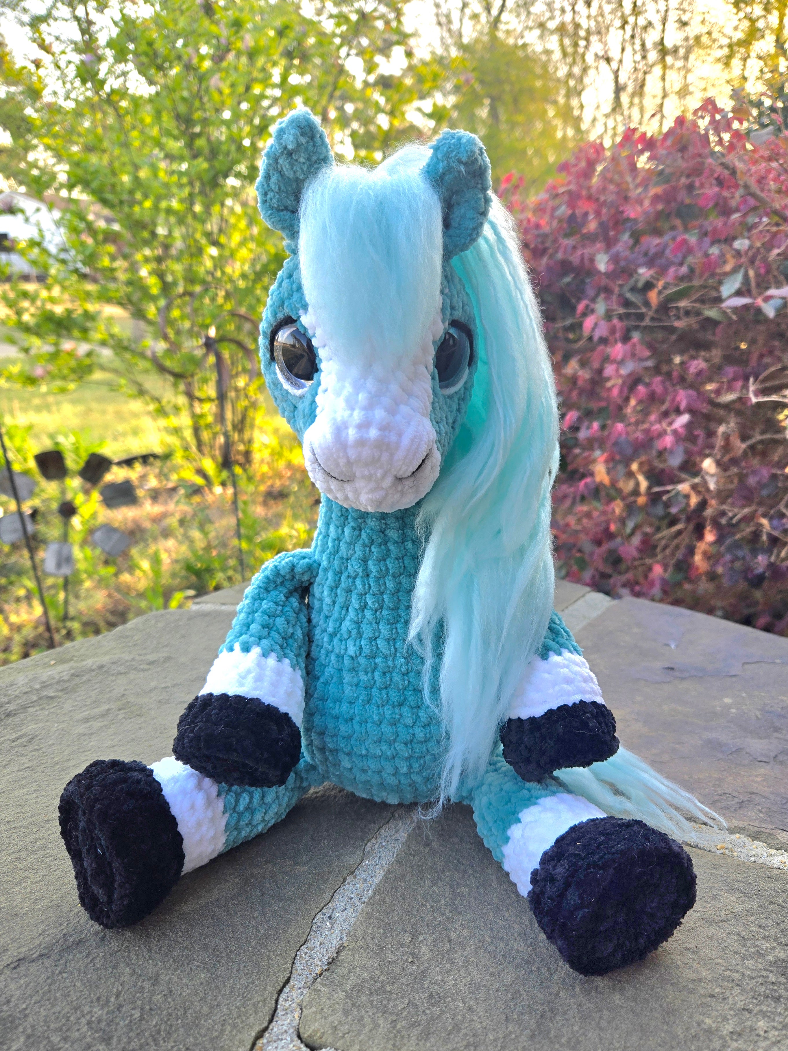 Custom Crochet Horse Plush Handmade Stuffed Animal Choose Colors Sizes Personalized Horse Toy Gift.