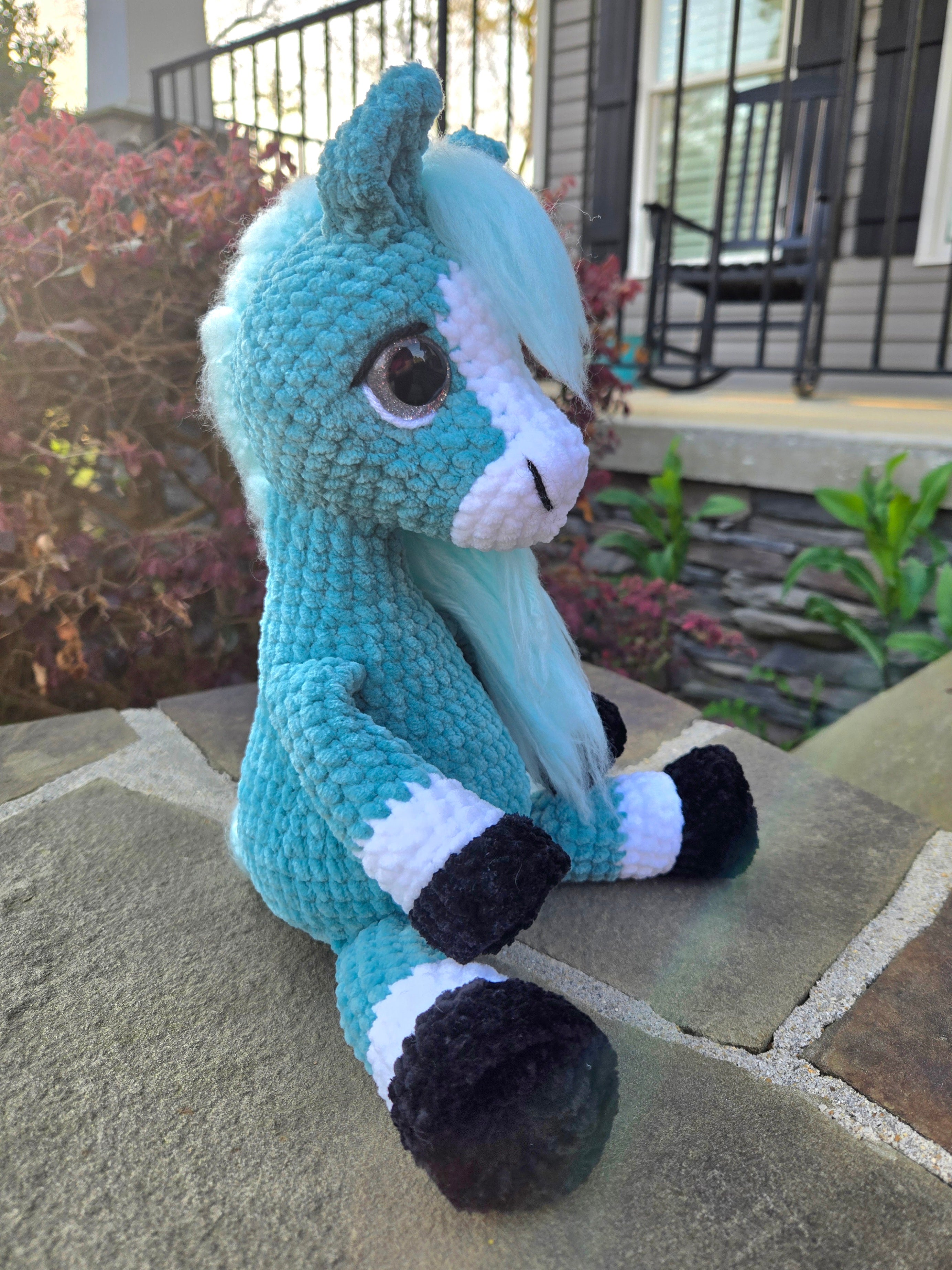 Custom Crochet Horse Plush Handmade Stuffed Animal Choose Colors Sizes Personalized Horse Toy Gift.