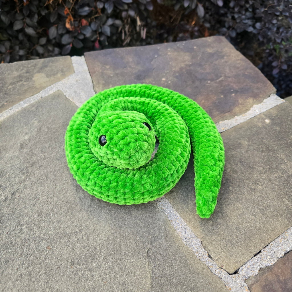 Crochet Striped Snake Plush Toy, Custom Amigurumi Reptile Stuffed Animal.