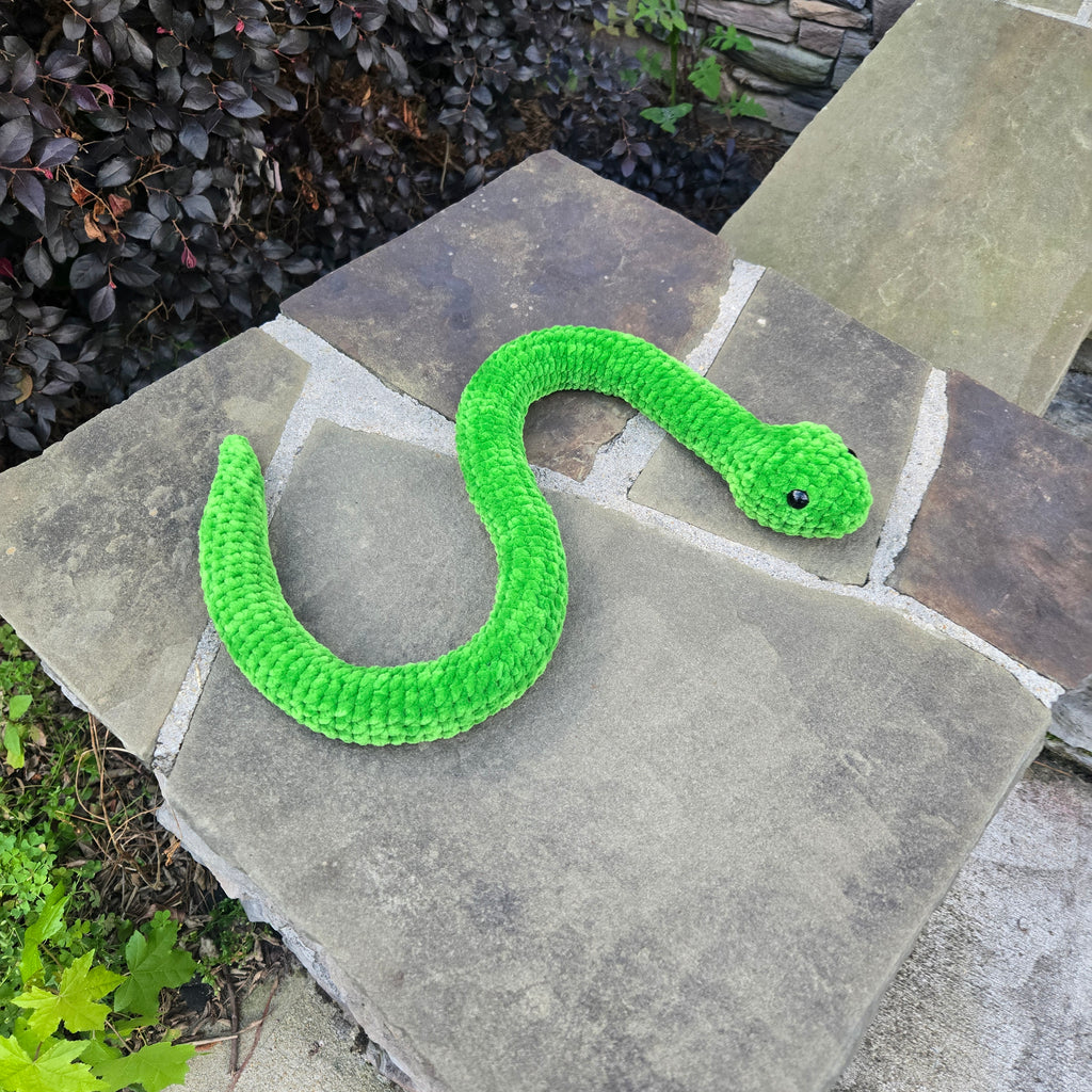 Crochet Striped Snake Plush Toy, Custom Amigurumi Reptile Stuffed Animal.