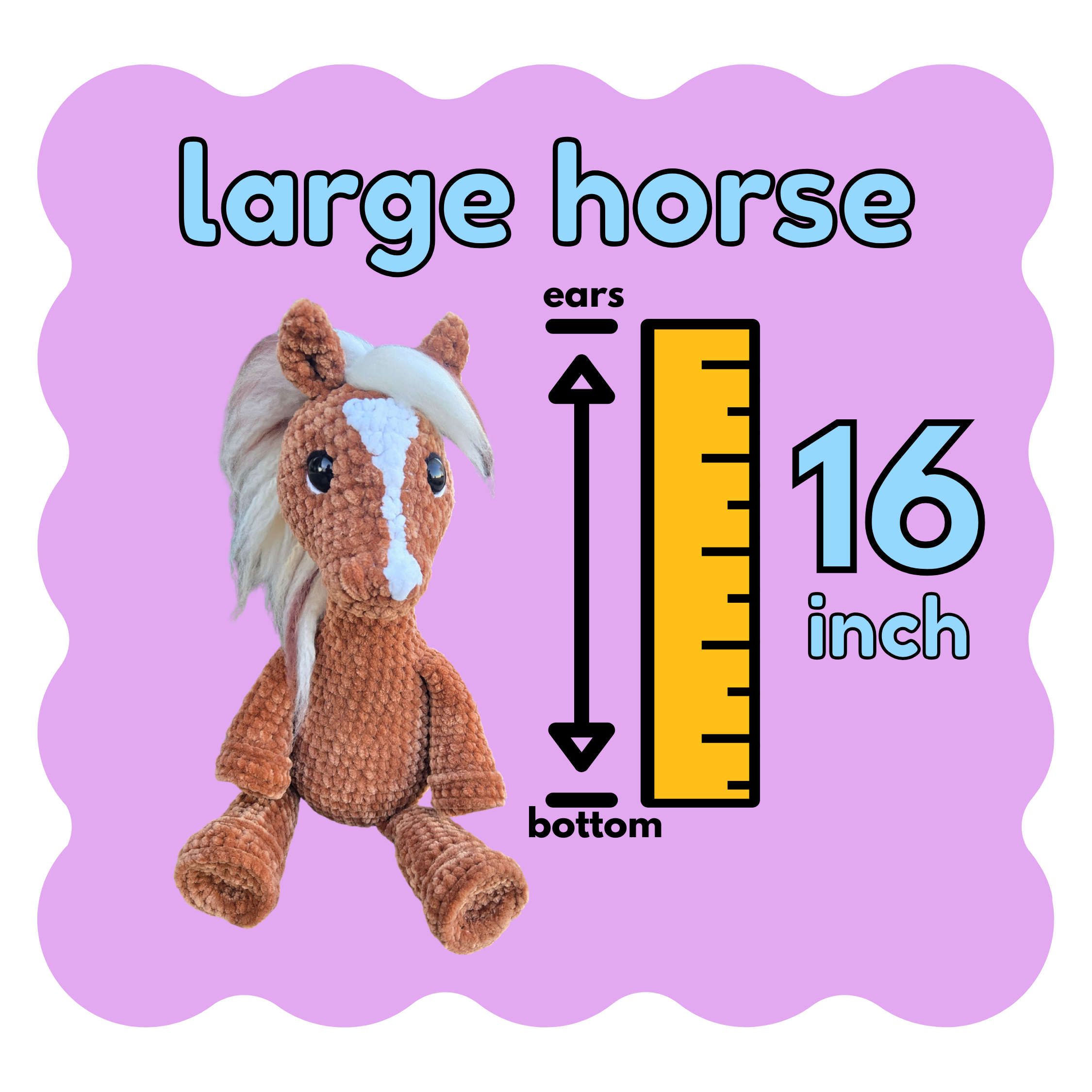Crochet Horse Plush Mint Chocolate Chip Plush Toy:  Amigurumi Stuffed Animal.