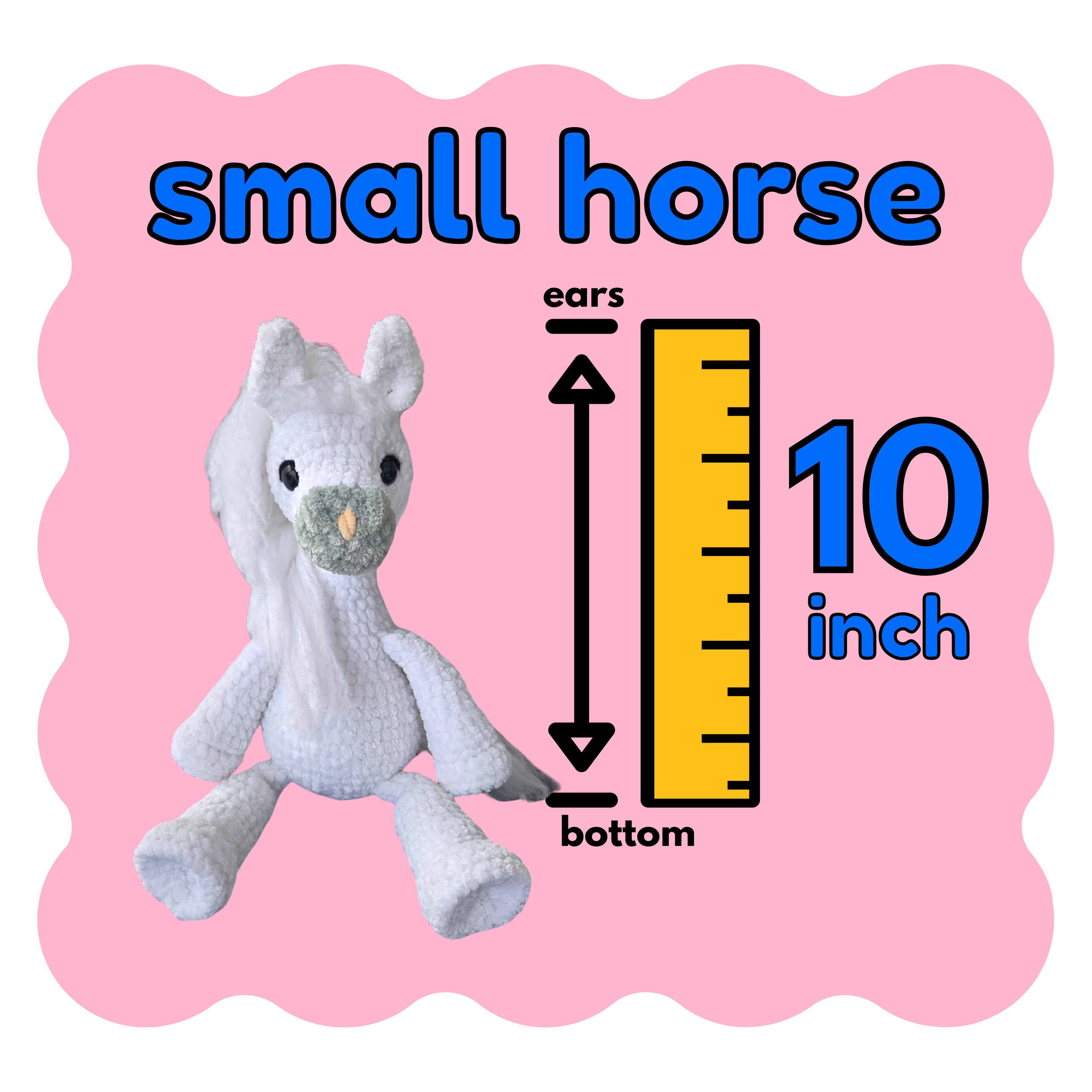 Crochet Horse Plush Mint Chocolate Chip Plush Toy:  Amigurumi Stuffed Animal.