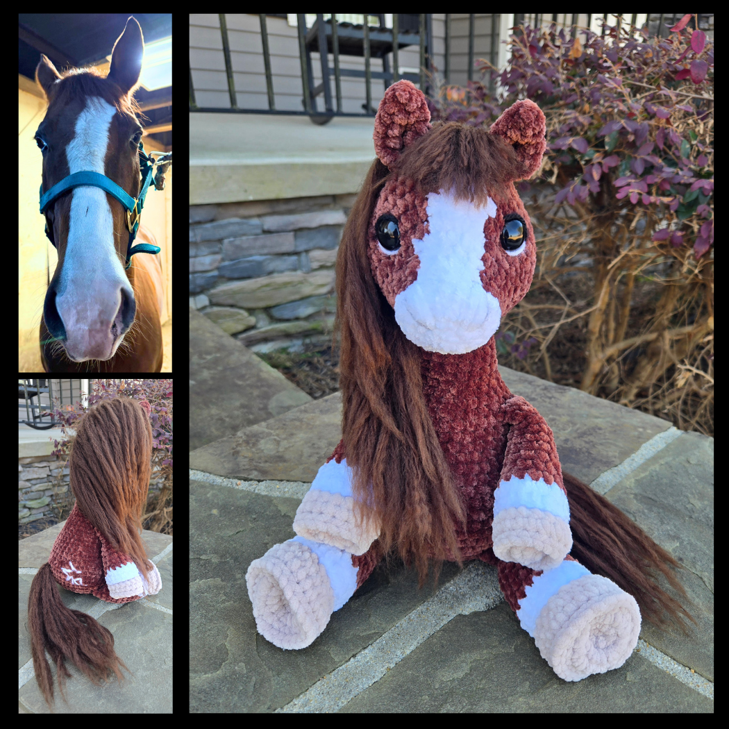Custom Crochet Horse Plush From Your Photo | Handmade Equestrian Gift | Personalized Amigurumi Keepsake.
