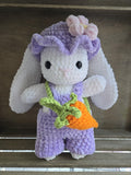 Handmade Crochet Bunny in Purple Overalls Plush Toy