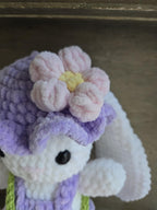 Handmade Crochet Bunny in Purple Overalls Plush Toy