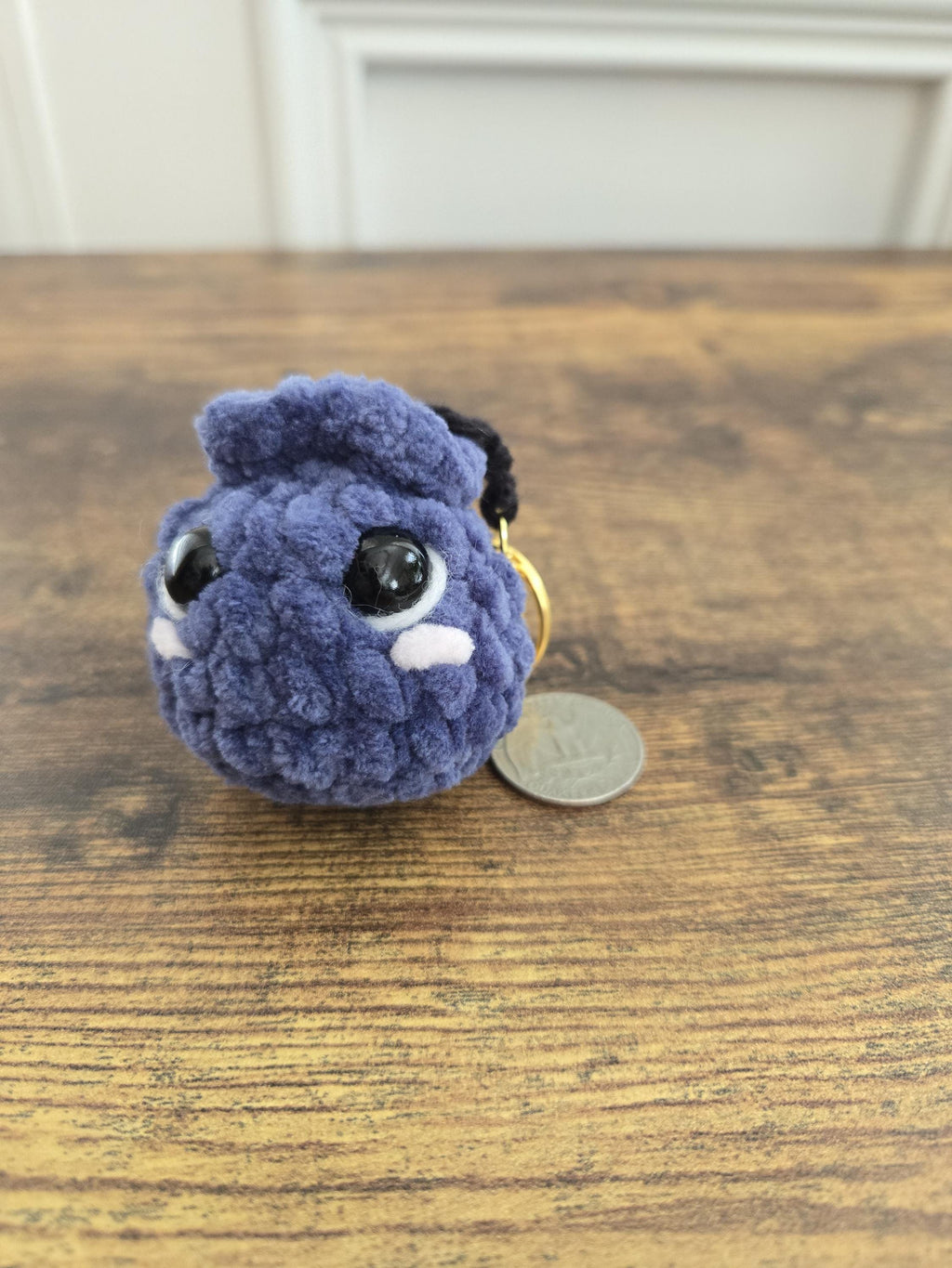 Crochet Blueberry Keychain – Handmade Plush Yarn Fruit Charm Bag Accessory