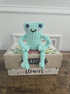 Crochet Leggy Frog Plush: Handmade Amigurumi Stuffed Animal Toy – Soft Chenille Yarn Frog Buddy.