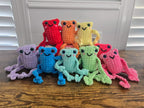 Crochet Leggy Frog Plush: Handmade Amigurumi Stuffed Animal Toy – Soft Chenille Yarn Frog Buddy.