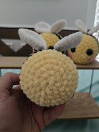 Handmade Crochet Bee Plush Toy: Soft Chenille Amigurumi Bumblebee Stuffed Animal.