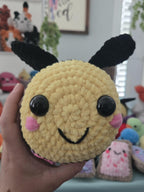 Crochet Bee Plush Toy: Handmade Amigurumi Bumblebee, Chenille Yarn Stuffed Animal (6in x 5in).