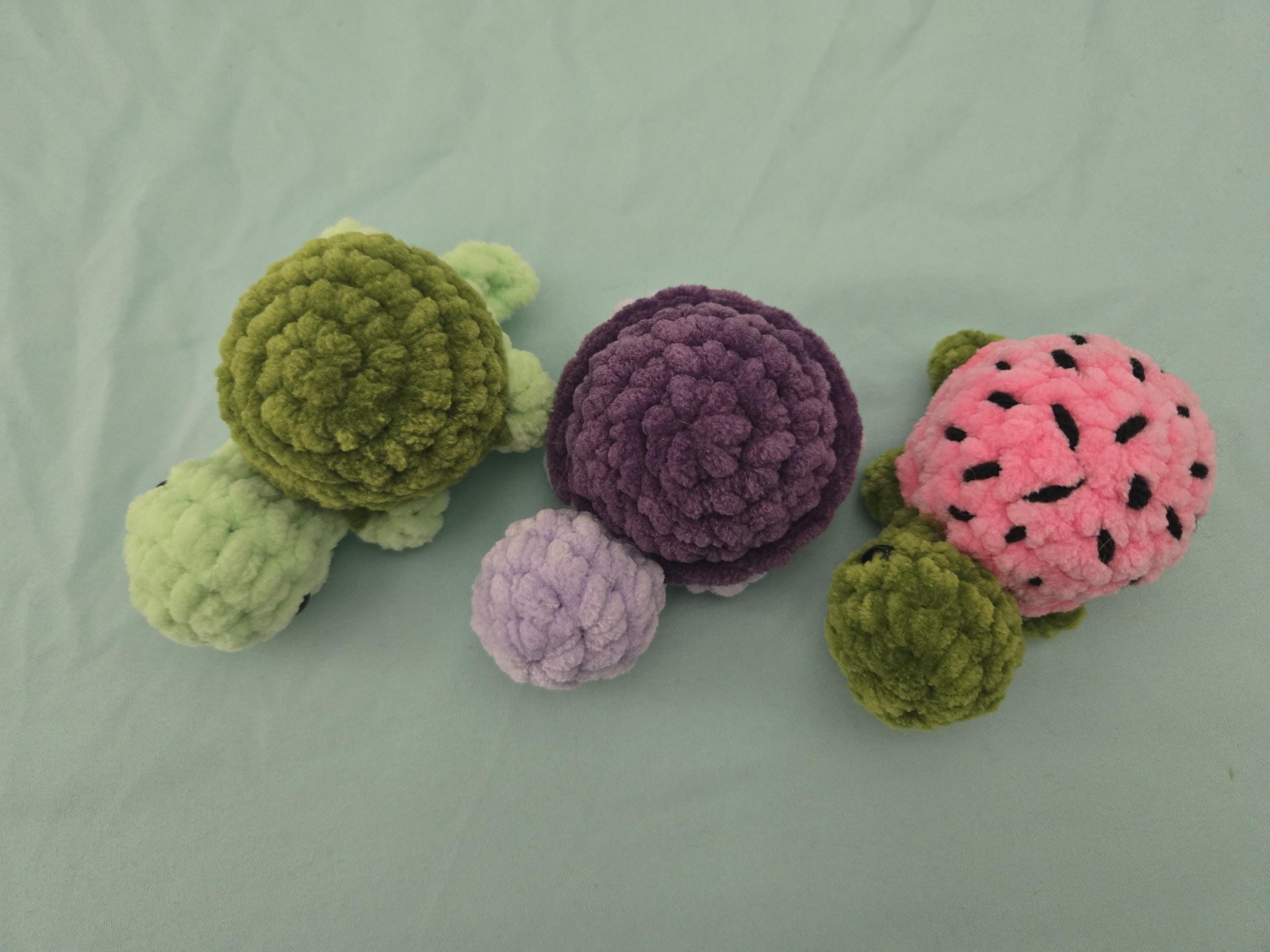 Mini Crochet Turtle Plush: Handmade Amigurumi Sea Turtle Stuffed Animal (4in x 2in).