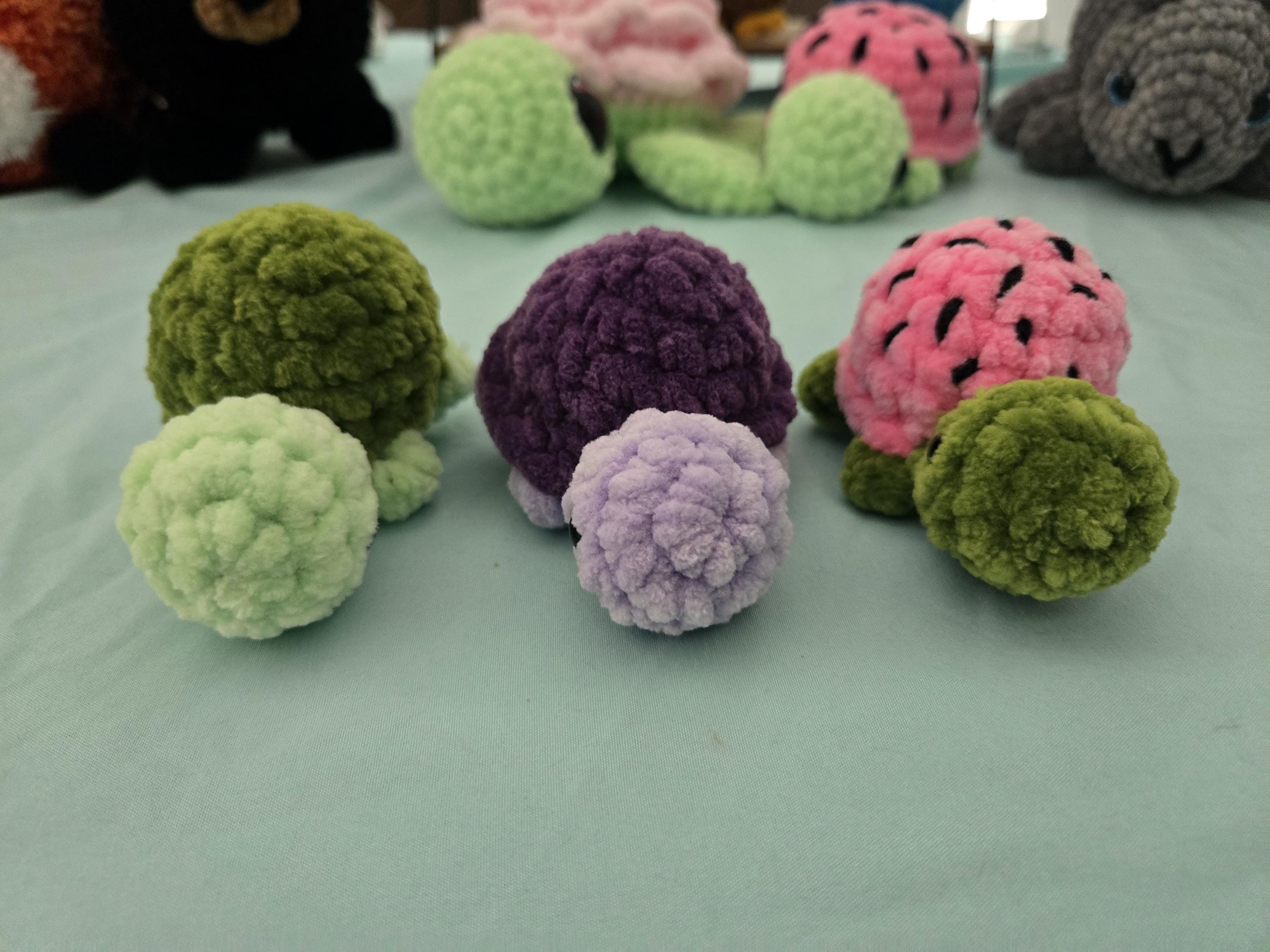 Mini Crochet Turtle Plush: Handmade Amigurumi Sea Turtle Stuffed Animal (4in x 2in).