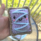 Crochet Pop-Tart Plush Toy: Handmade Chenille Amigurumi Breakfast Snack (5in x 4in).