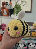 Handmade Crochet Bee Plush Toy: Soft Chenille Amigurumi Bumblebee Stuffed Animal.