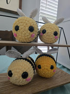 Handmade Crochet Bee Plush Toy: Soft Chenille Amigurumi Bumblebee Stuffed Animal.