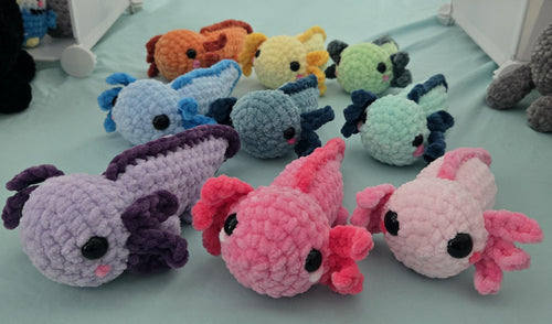 Crochet Axolotl Plush Toy: Handmade Amigurumi Sea Creature Stuffed Animal.