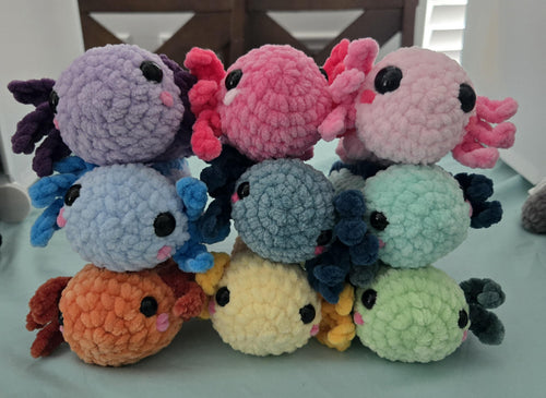 Crochet Axolotl Plush Toy: Handmade Amigurumi Sea Creature Stuffed Animal.