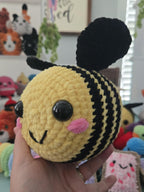 Crochet Bee Plush Toy: Handmade Amigurumi Bumblebee, Chenille Yarn Stuffed Animal (6in x 5in).