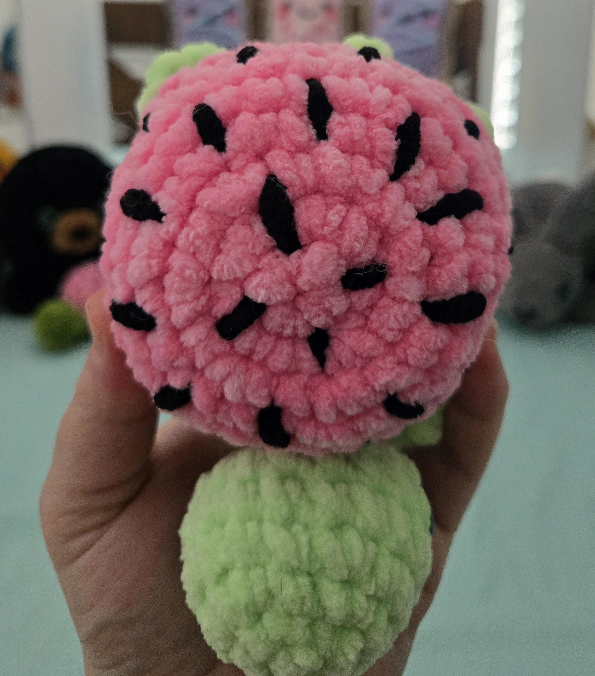 Watermelon Turtle Crochet Plush – Amigurumi Stuffed Animal, Summer Fruit Friend