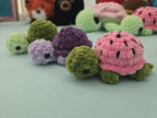 Mini Crochet Turtle Plush: Handmade Amigurumi Sea Turtle Stuffed Animal (4in x 2in).