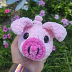 Handmade Chenille Pig Plush Toy: Soft Amigurumi Piglet Stuffed Animal