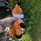 Handmade Crochet Fox Plush Toy, Soft Chenille Amigurumi Woodland Animal Stuffed Toy