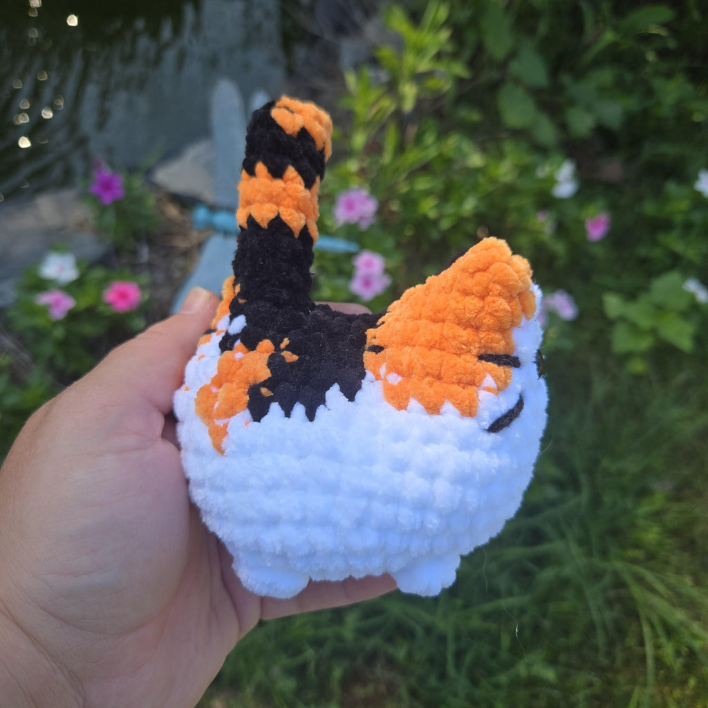 Handmade Calico Crochet Cat Plush: Chenille Amigurumi Kitty Toy