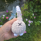 Gray White Crochet Cat Plush: Chenille Amigurumi Kitty, Handmade Stuffed Animal Cat Lover Gift