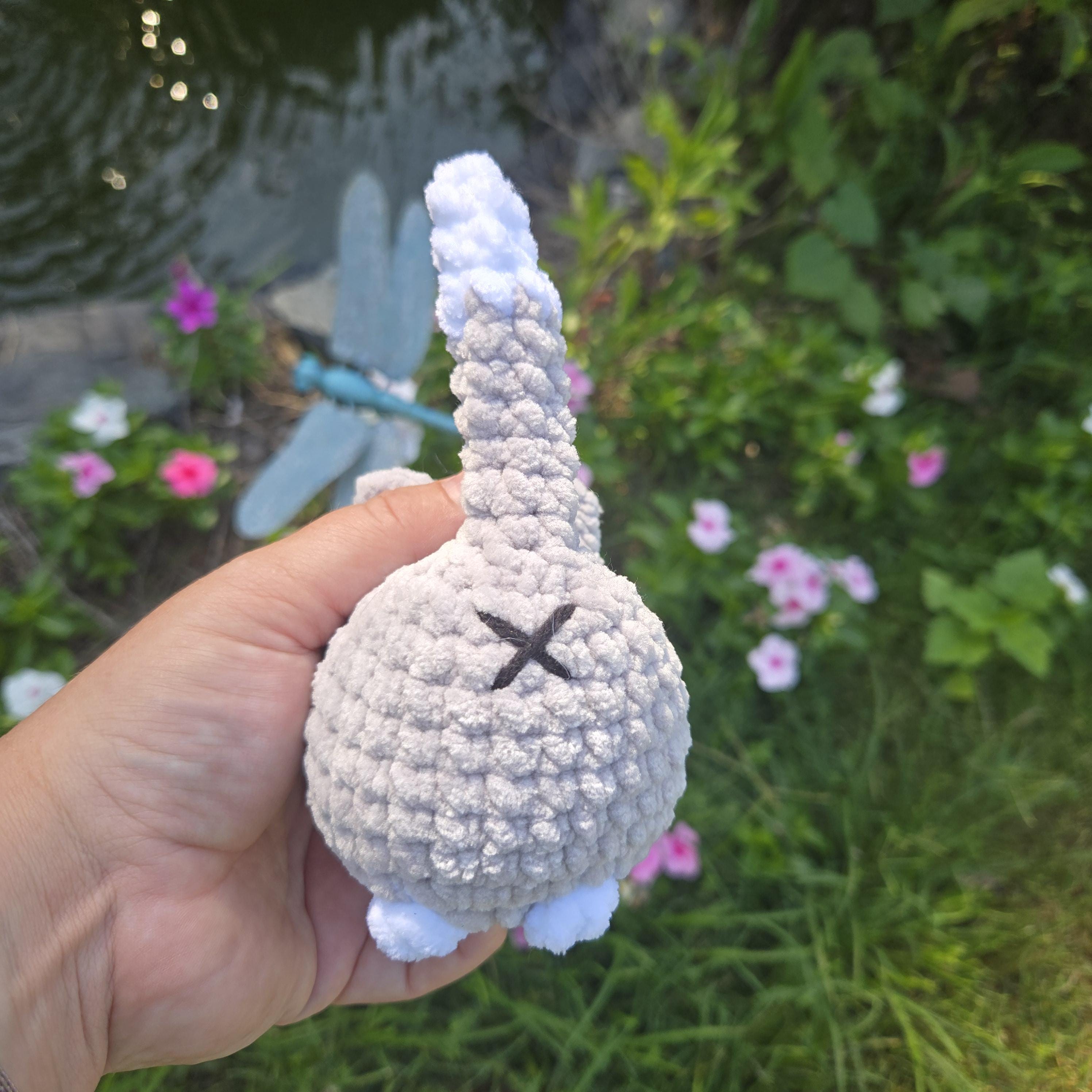 Gray White Crochet Cat Plush: Chenille Amigurumi Kitty, Handmade Stuffed Animal Cat Lover Gift