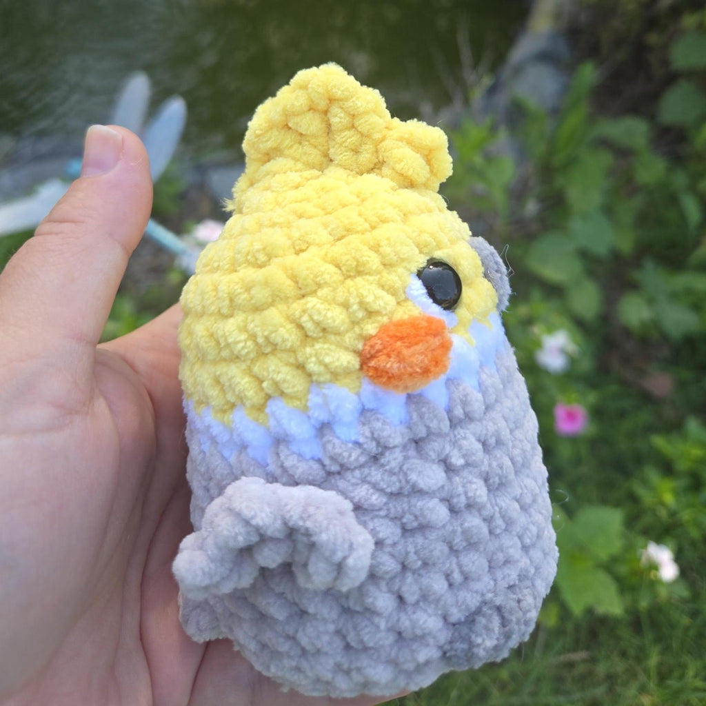 Crochet Cockatiel Plushie: Handmade Soft Bird Stuffed Animal.