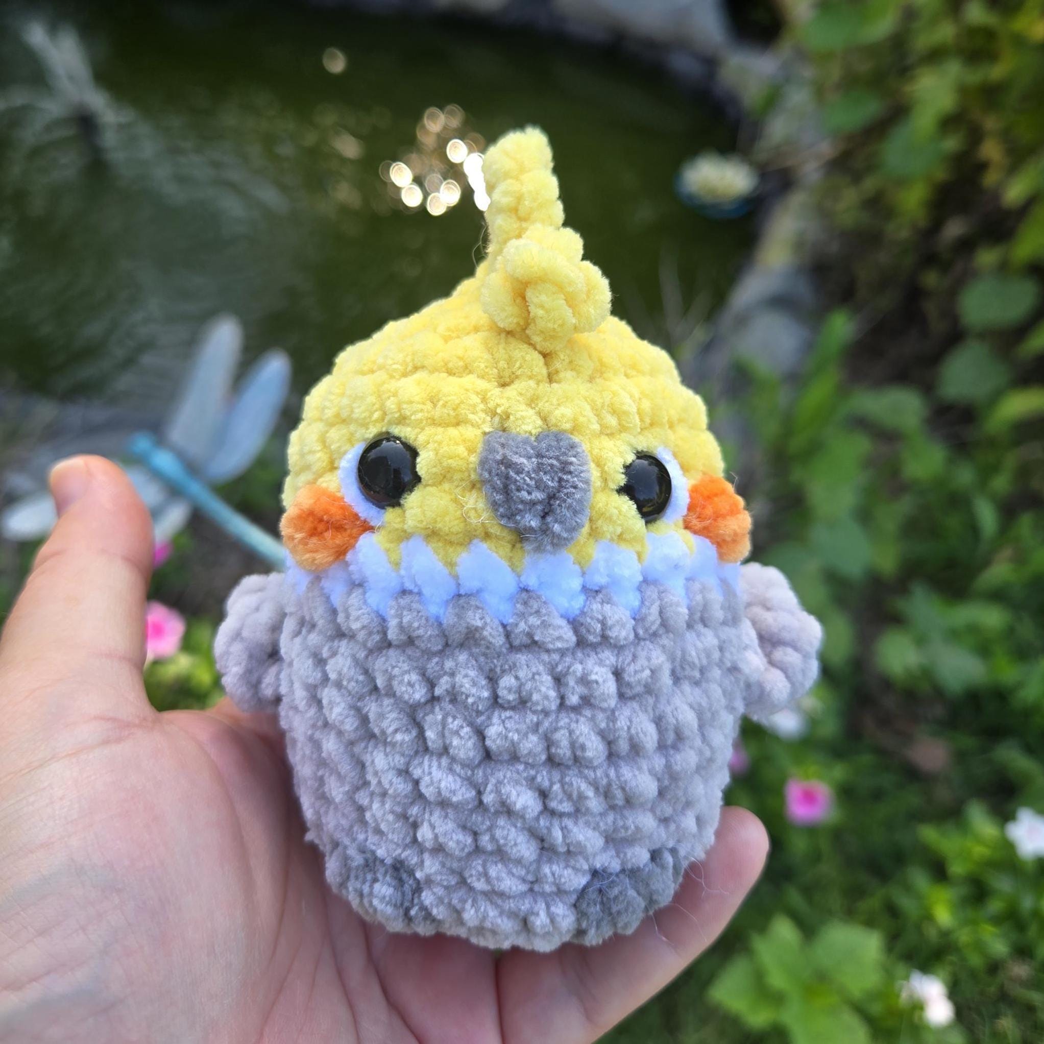 Crochet Cockatiel Plushie: Handmade Soft Bird Stuffed Animal.