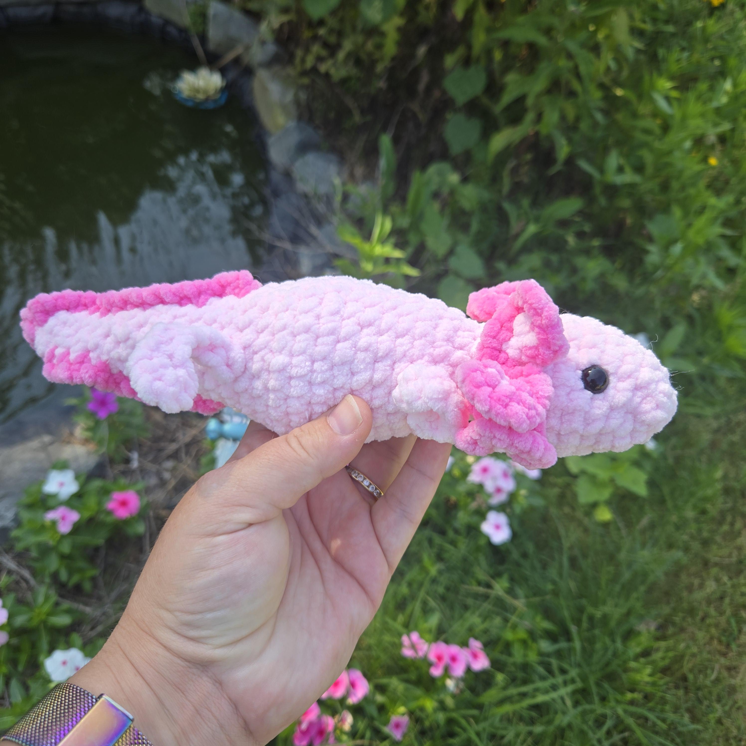 Realistic Crochet Axolotl Plush Toy – Soft Amigurumi Stuffed Animal, Custom Colors