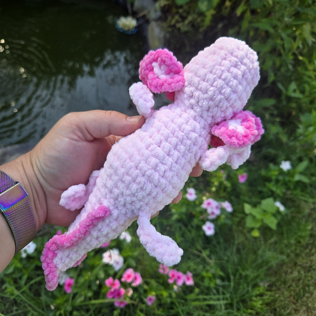 Realistic Crochet Axolotl Plush Toy – Soft Amigurumi Stuffed Animal, Custom Colors
