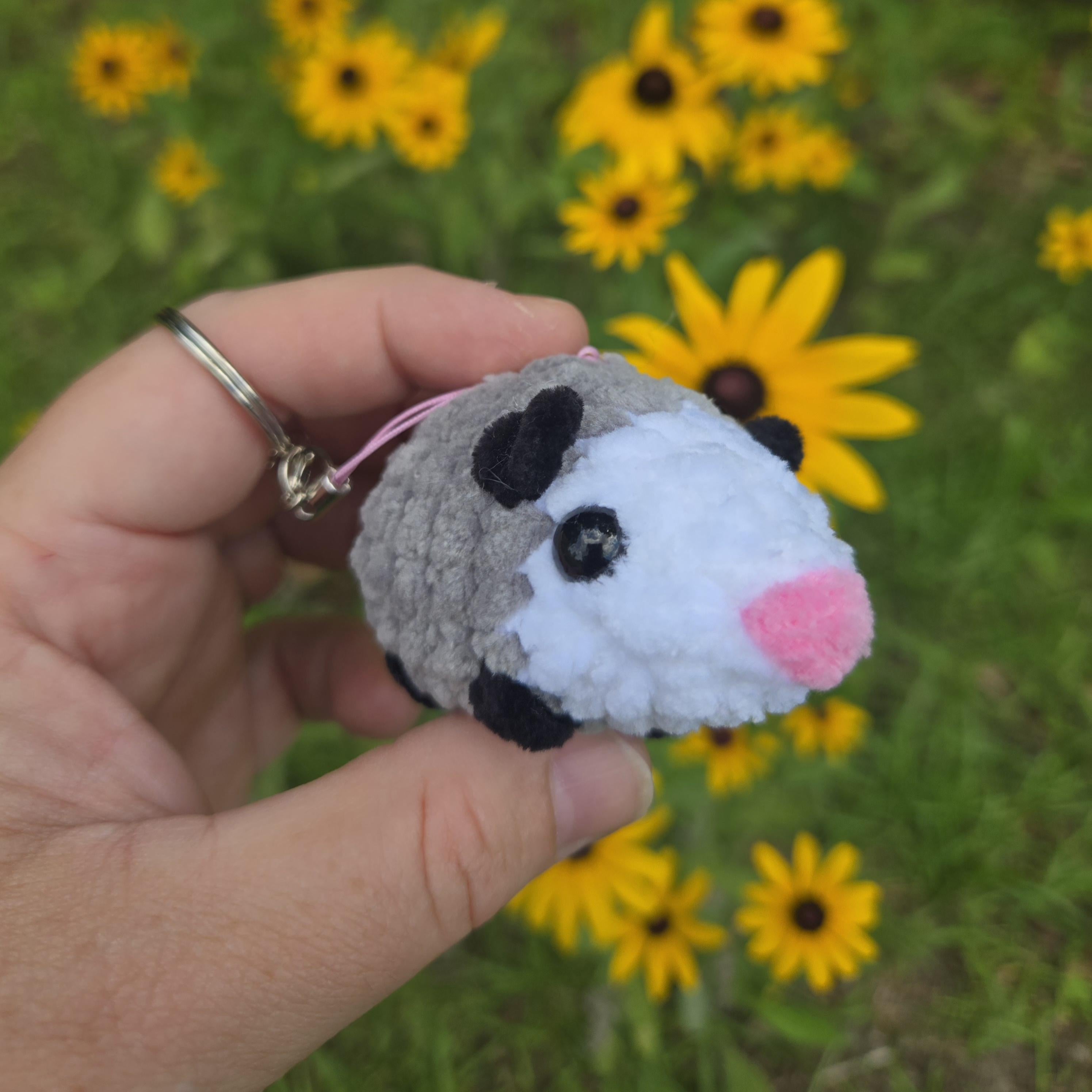 Crochet Possum Keychain: Kawaii Woodland Amigurumi Bag Charm Opossum Keyring