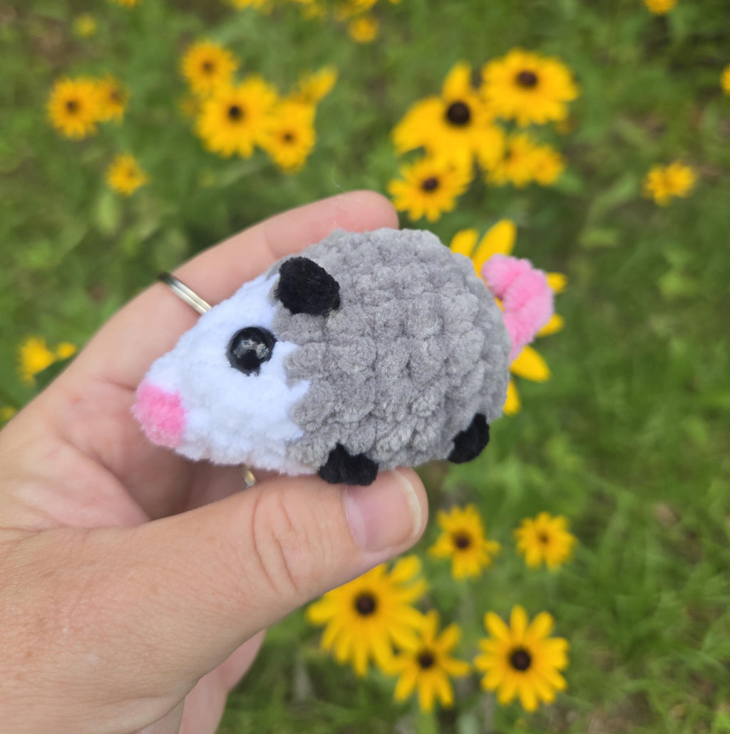 Crochet Possum Keychain: Kawaii Woodland Amigurumi Bag Charm Opossum Keyring