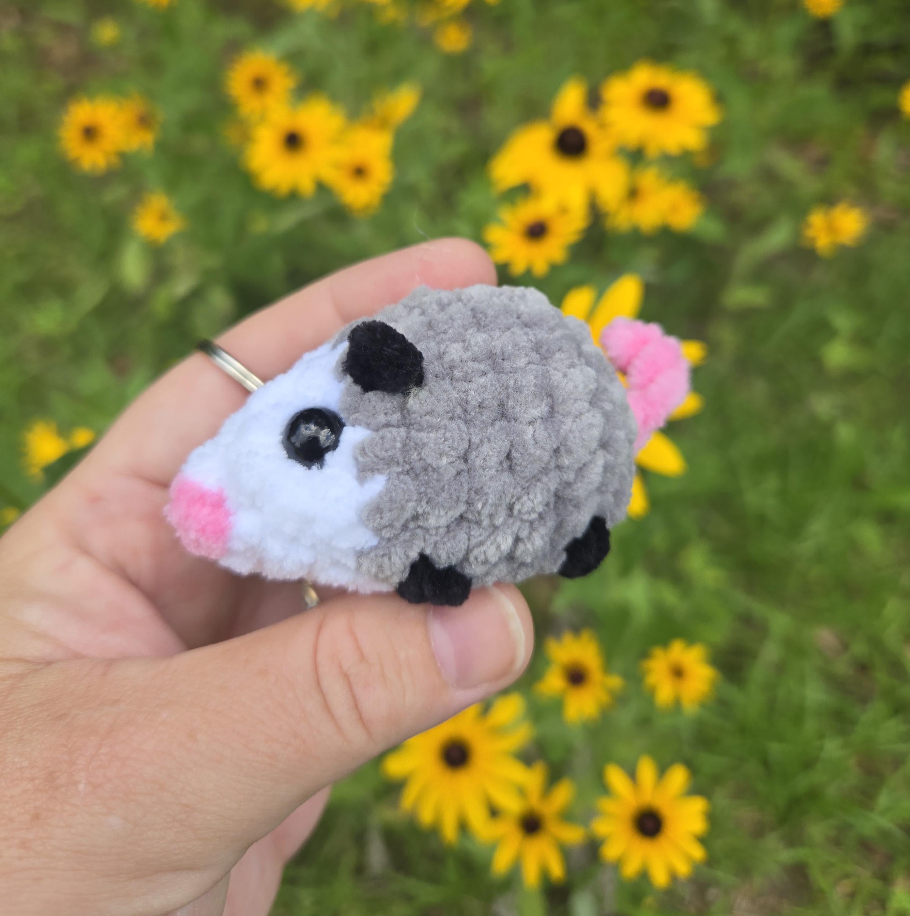 Crochet Possum Keychain: Kawaii Woodland Amigurumi Bag Charm Opossum Keyring