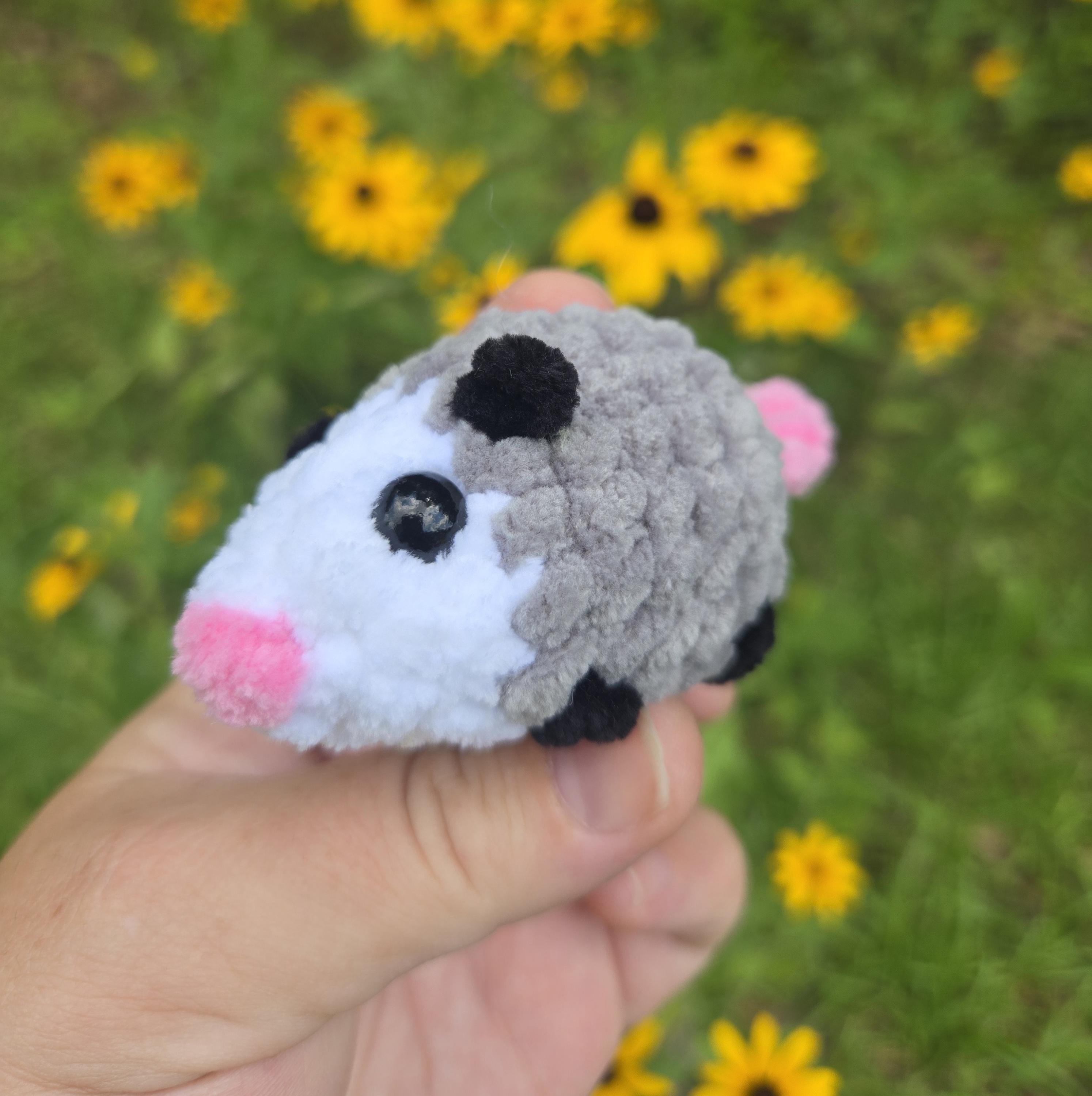 Crochet Possum Keychain: Kawaii Woodland Amigurumi Bag Charm Opossum Keyring