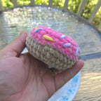 Mini Crochet Donut Plush Toy: Pink, Purple Chenille Amigurumi Stuffed Food