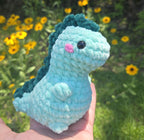 Handmade Chenille Crochet Dinosaur Plush Toy – Amigurumi Dino Stuffed Animal